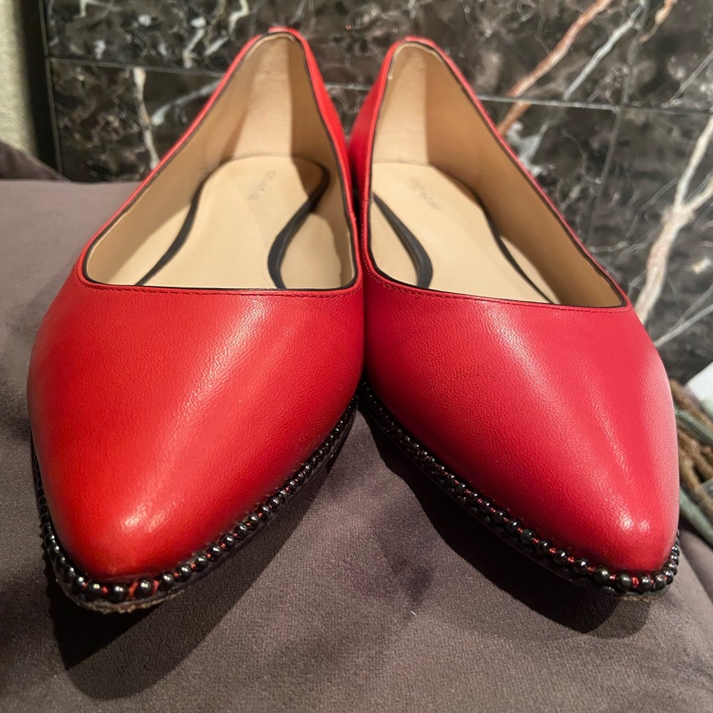 COACH Pointed Toe Flame Red Flats. Size 10.